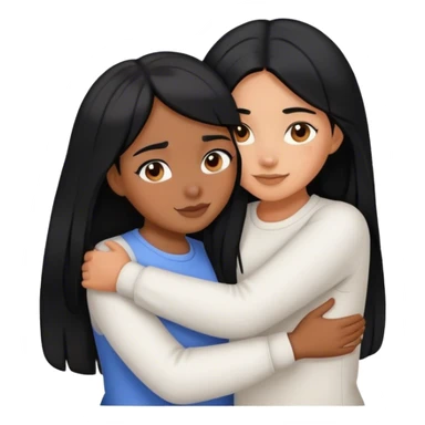 sister-hugging with black hair with brown skin color  sticker