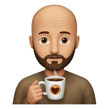 men with coffee no hair, beard sticker