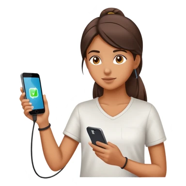  A girl using a phone while charging sticker