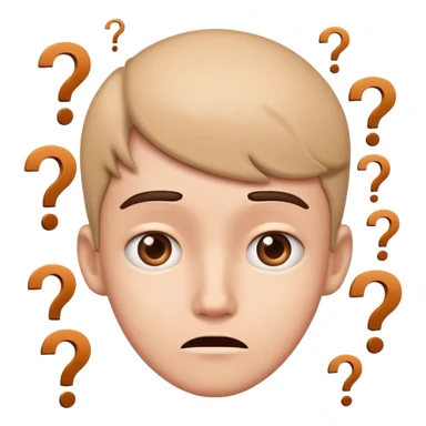 A confused face with question marks around the head sticker