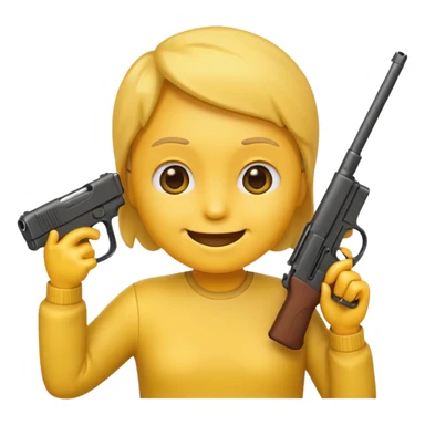 Create a smiling face emoji that’s holding a gun aimed to their forehead sticker