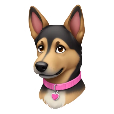 German Shepard husky mix female wearing a pink collar sticker