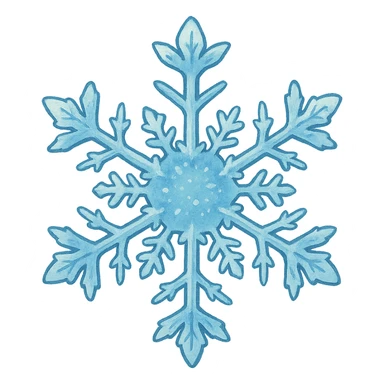 blue and white snowflake in ghibli style sticker