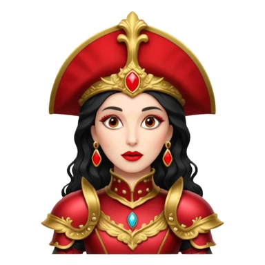 realistic cinematic actress Cher in baroque styling with crimson armor in a forest sticker