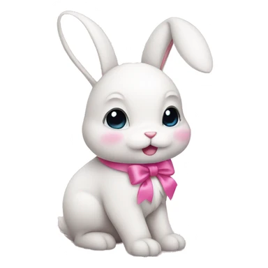 Cute bunny with pink bow sticker