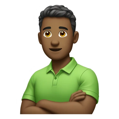 a guy wearing apple green polo shirt while crossing his arm sticker