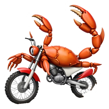 Crab riding dirt bike kicking up dirt sticker