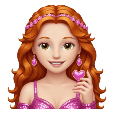 Venus, Goddess of Love from Gods and Goddesses with long ginger hair, pink sequin outfit sticker