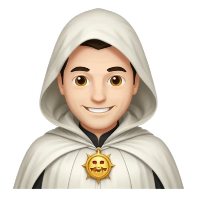 white cloak villain smiling, male sticker