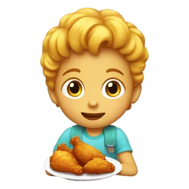 Kid eating fried chicken  sticker