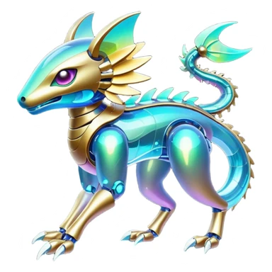  Epic legendary rare glowing mechanical Shiny sparkly transparent bioluminescent luminescent vibrant bright pastel dark exotic iridescent colorful gradients futuristic modern metallic glossy glittery fantasy-cyber-Fakémon-Vernid-creature sticker