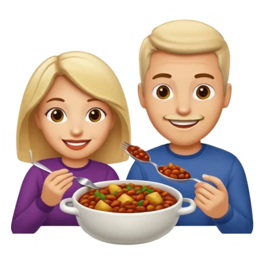 ligth couple having dinner of chili, beans and potatoes sticker