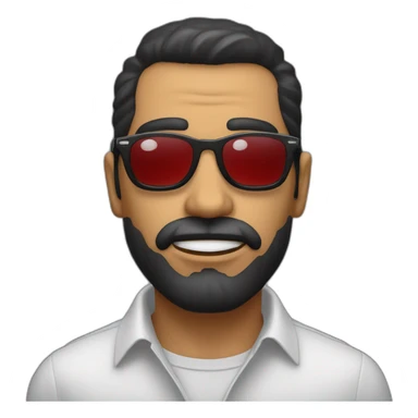 hombre negro labios y naris gruesos, calvo con gafas sentado en la pc sticker