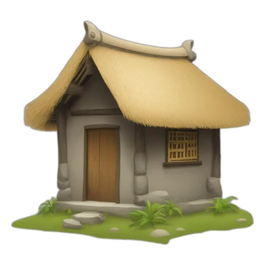 a Chinese-style hut with a thatched roof sticker