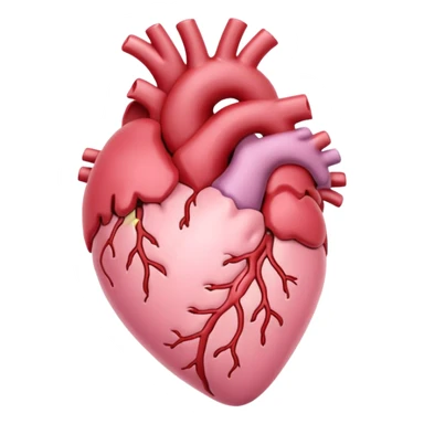 Anatomical heart, very soft pastel pink, light, iOS emoji style, variation 1 sticker