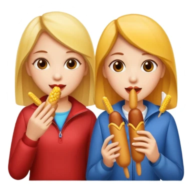 Two girls eating corn dogs sticker