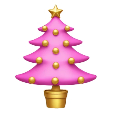 pink christmas tree with gold ornaments  sticker