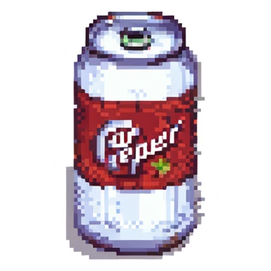 pixel art style Dr Pepper soda can with retro video game feel sticker