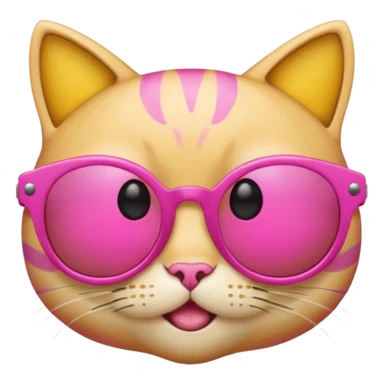 make a yellow circle face emoji with diva sun glasses that are like bright pink cat eye and like long lashes and the hand tilting the sunglaggeses dsown sticker