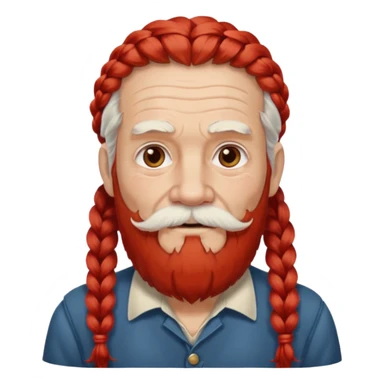 very old, white bearded and white mustached, red long haired, braided, wearing ear accessories sticker