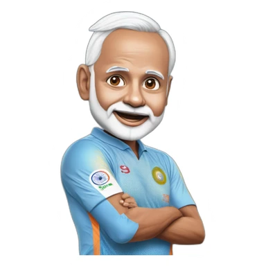 hyper realistic narendra modi in blue indian cricket team jersey doing cristiano ronaldo's celebration 'siuuu' sticker