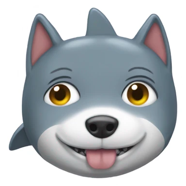 dog wearing shark onesie  sticker