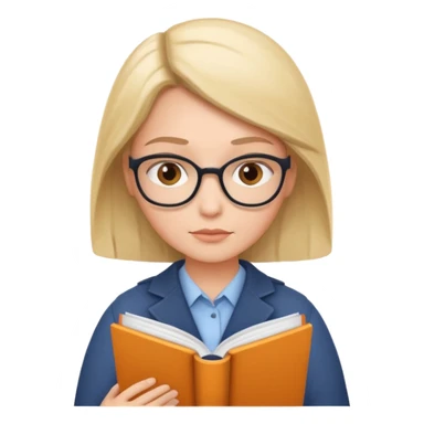 content expert professional person with a book or document, thoughtful expression sticker