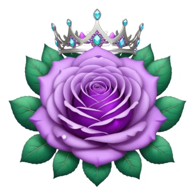 Purple rose flower, silver circle plaque with silver tiara sticker