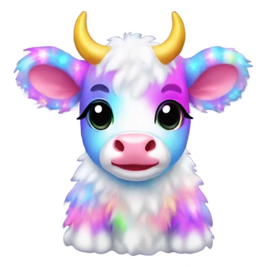 Lisa frank Christmas fluffy baby cow sticker