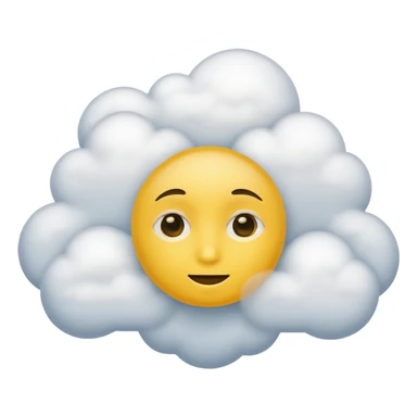Face in clouds yellow circle and black eyes and remove a mouth and move in a cloud remove a mouth on face sticker
