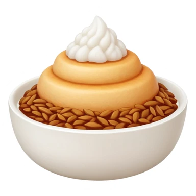 A cute white bowl of steaming rice piled high like a small mountain (korean style gobongbap), pure white rice,  sticker