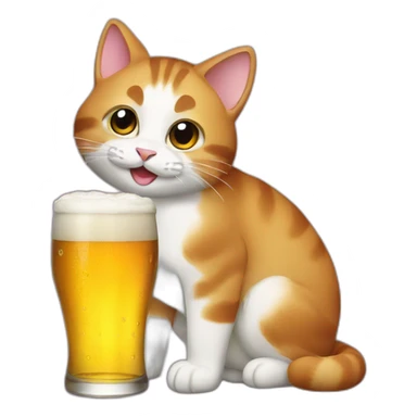 Cat drink beer sticker