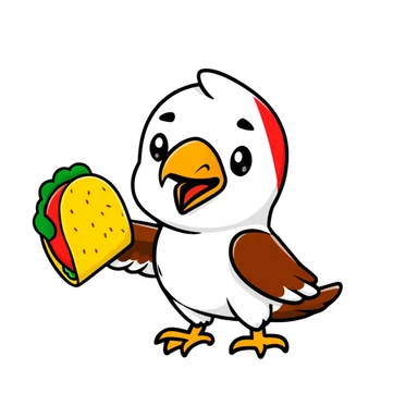 Mexican flag with eagle holding a taco instead of a snake sticker