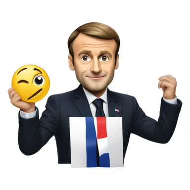 emmanuel macron the president of france with a placard with marked " allez marine tondelier " sticker