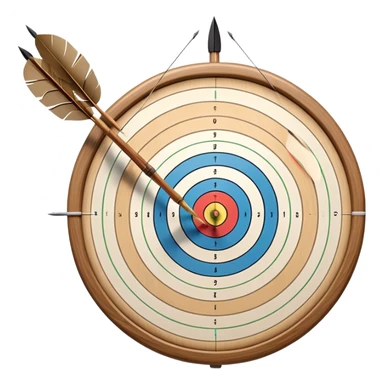 A bow with arrows drawn and ready, aimed at a target with concentric rings. The focus is on the elegance and precision of archery, with the target clearly visible in the background, symbolizing skill and concentration in the sport. sticker
