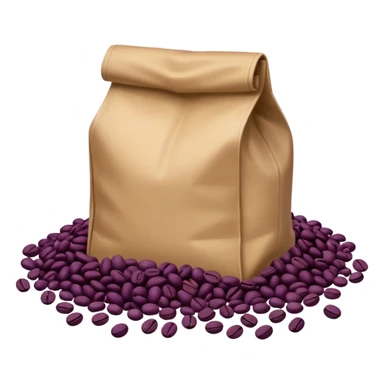 Bag of purple coffee beans lying on the floor sticker