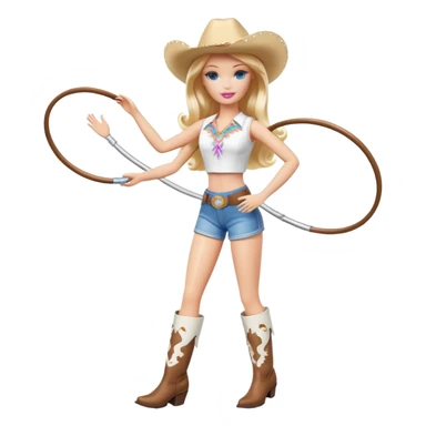 Hula hooping Barbie doll with white cowboy boots  sticker