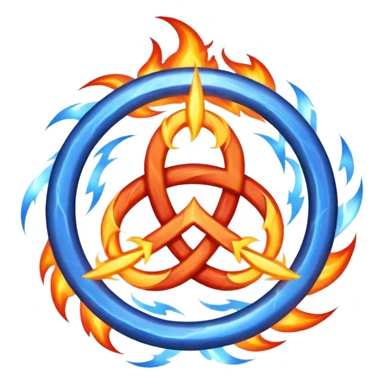  An abstract mystical fire symbol made of intertwining smoke, flame, and lightning, rune-like design, gothic realistic style, soft neutral background, emoji-style icon, clean edges. sticker