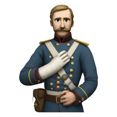 soldier in the Crimean War with a plaster cast on his arm sticker