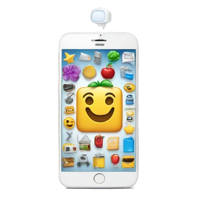 Create emoji in the form of a smartphone with a variety of applications that symbolize innovation and technology sticker