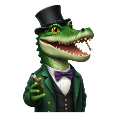 Alligator smoking a blunt with a top hat sticker