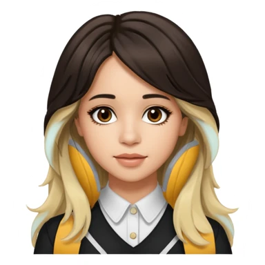 Camila Cabello with long dark brown hair with blonde highlights sticker