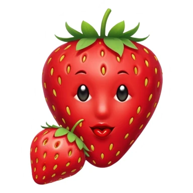 one strawberry 🍓 and red kiss 💋 fashioned stylish little emoji for “slay” reaction. no face sticker