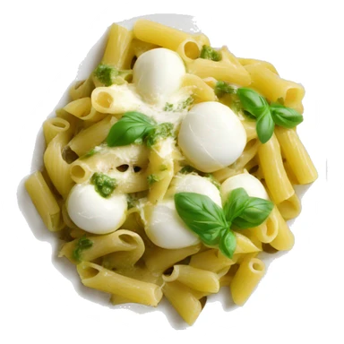 pesto pasta with buffalo mozzarella  sticker