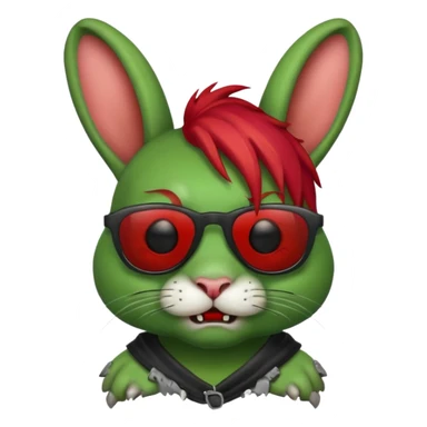 Zombie rabit with red hair and sun glasses sticker