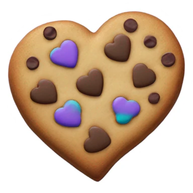 Purple teal chocolate chip heart cookie sticker
