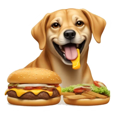 Dog eating a burger  sticker