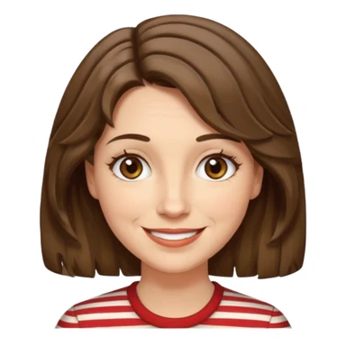 fair-skinned caucasian woman, 40s, chin-length rather wavy/unruly brown-ish hair with some white stripes (shaggy haircut), hazel eyes sticker