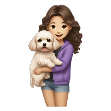 girl asian with golden maltipoo sticker