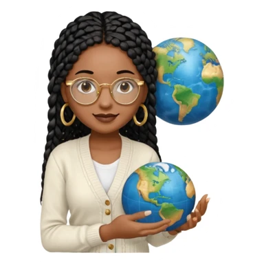 a-young-woman-wearing-fine-gold-round-glasses-and-black-hair-in-several-box-braids,-she-has-light-black-skin,-and-she's-wearing-a-white-shirt-with-an-black-cardigan-on-top.-she's-holding-a-globe-in-one-hand.png sticker